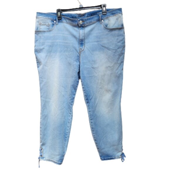 Gloria Vanderbilt Plus Light Wash Blue Skinny Ankle Jeans Alexandra Lace-Up Hem - Picture 1 of 14